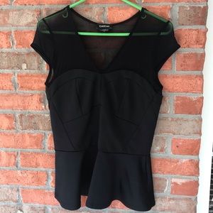 Bebe mesh peplum top